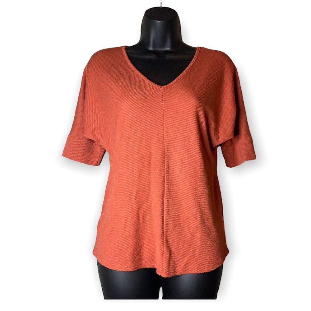 Green Envelope Coral Pink Classy V-Neck Flowy Comfy Blouse
